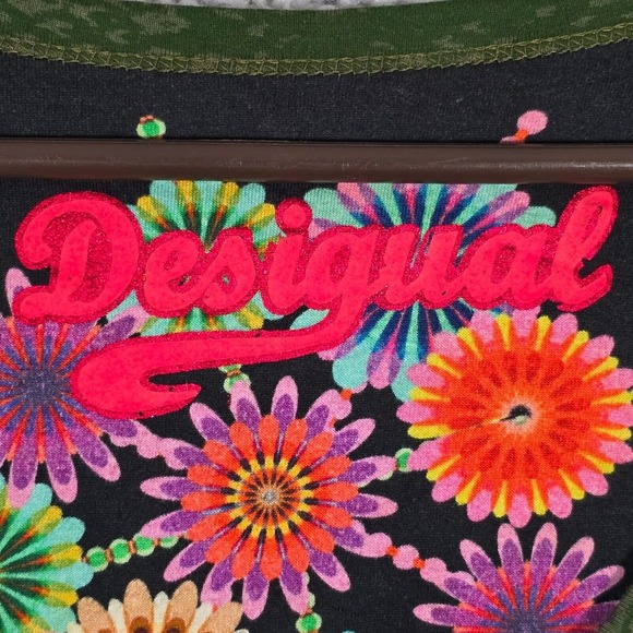 Desigual Women‎ Floral Handkerchief Hem Long Sleeve Top Size XS Artsy Retro Bold - Picture 5 of 13